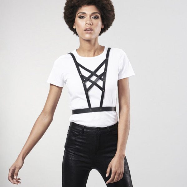 BIJOUX INDISCRETS MAZE CROSS CLEAVAGE HARNESS BLACK - Imagen 3