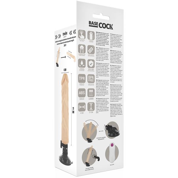 BASECOCK - VIBRADOR REALÍSTICO CONTROLE REMOTO  21CM - Imagen 4
