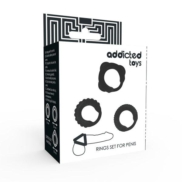ADDICTED TOYS  SET 3 ANILLOS PENE NEGRO - Imagen 4