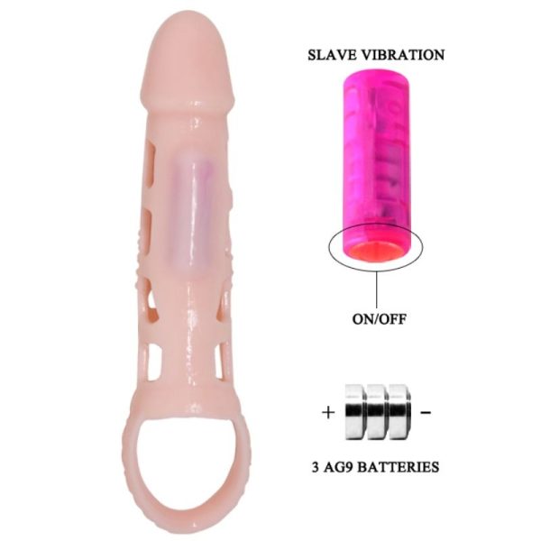 BAILE FUNDA EXTENSORA PENE CON VIBRACION Y STRAP NATURAL 13.5 CM - Imagen 3
