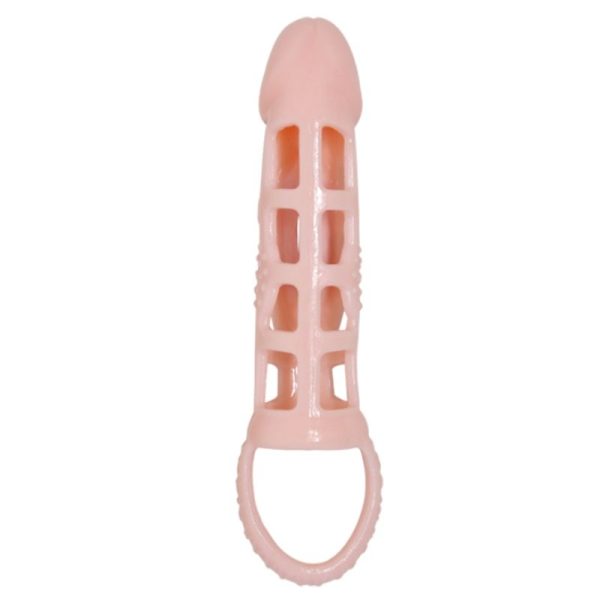 BAILE FUNDA EXTENSORA PENE CON VIBRACION Y STRAP NATURAL 13.5 CM - Imagen 5