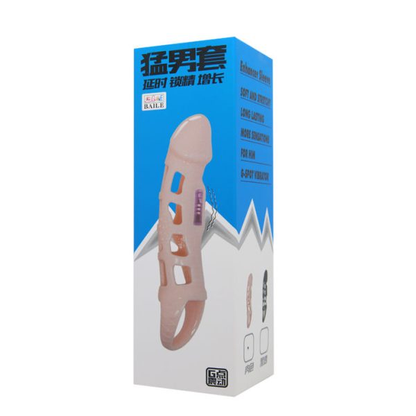 BAILE FUNDA EXTENSORA PENE CON VIBRACION Y STRAP NATURAL 13.5 CM - Imagen 7