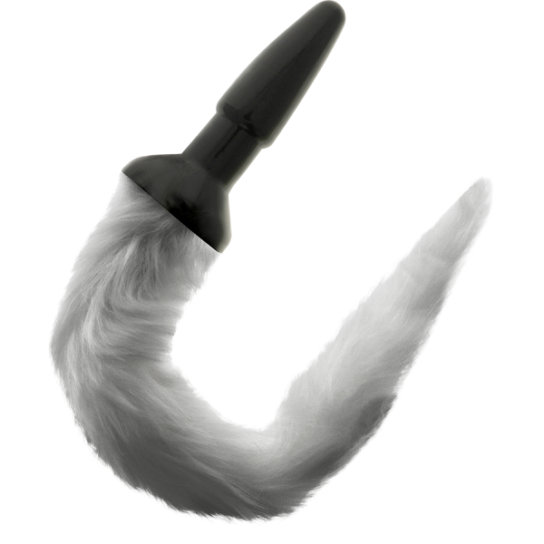 DARKNESS - PLUG ANAL DE SILICONE COM CAUDA CINZA - Imagen 2