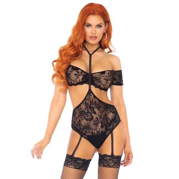 LEG AVENUE 2 PEÇAS DE RENDA BANDEAU E GARTER TEDDY - Imagen 3