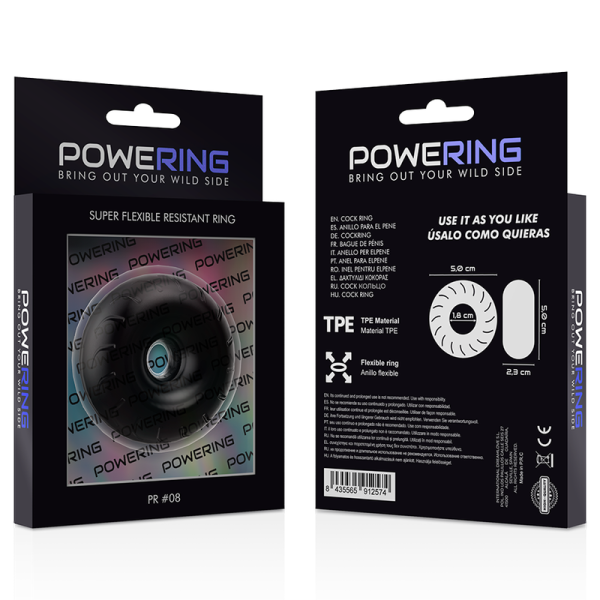 POWERING- ANEL PARA PÊNIS SUPER FLEXÍVEL E RESISTENTE 5CM PR08 PRETO - Imagen 10