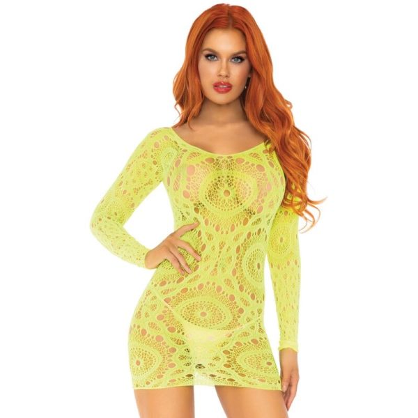 LEG AVENUE CROCHÊ RENDA MANGA LONGA VESTIDO NÉON TAMANHO ÚNICO - Imagen 2