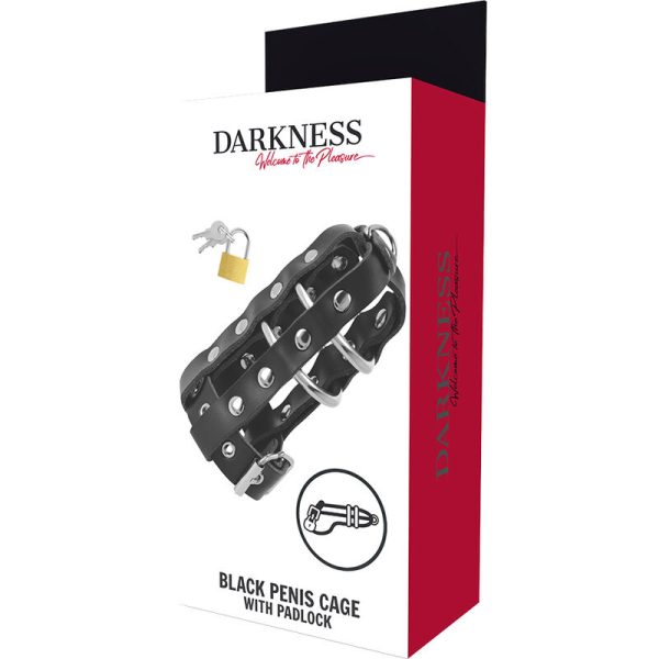 DARKNESS - GAIOLA DE CASTIDADE DE COURO COM FECHADURA - Imagen 5