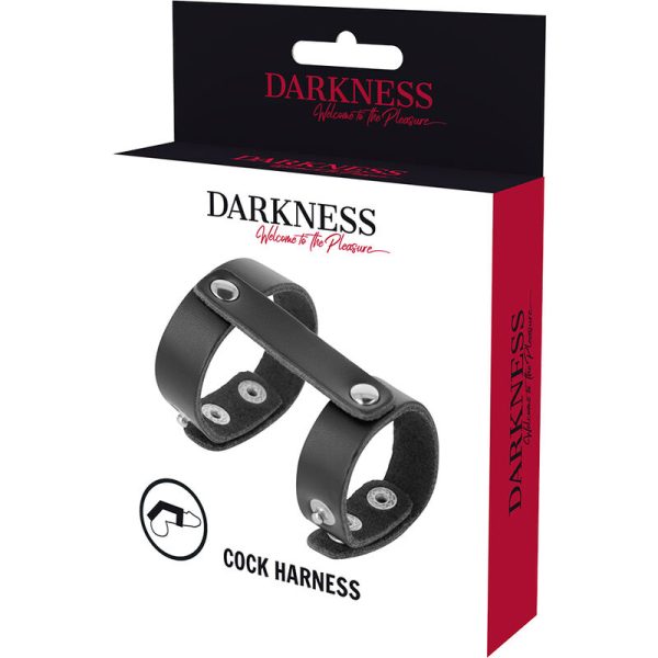 DARKNESS - ANEL DE PÉNIS E TESTÍCULOS AJUSTÁVEIS EM COURO - Imagen 5