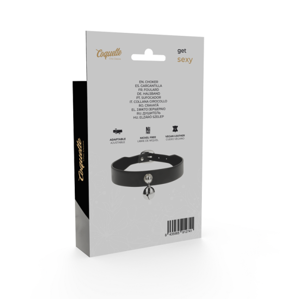COQUETTE CHIC DESIRE - COLAR DE COURO VEGANO MULHER ACESSÓRIO DE CHOCALHO - Imagen 6