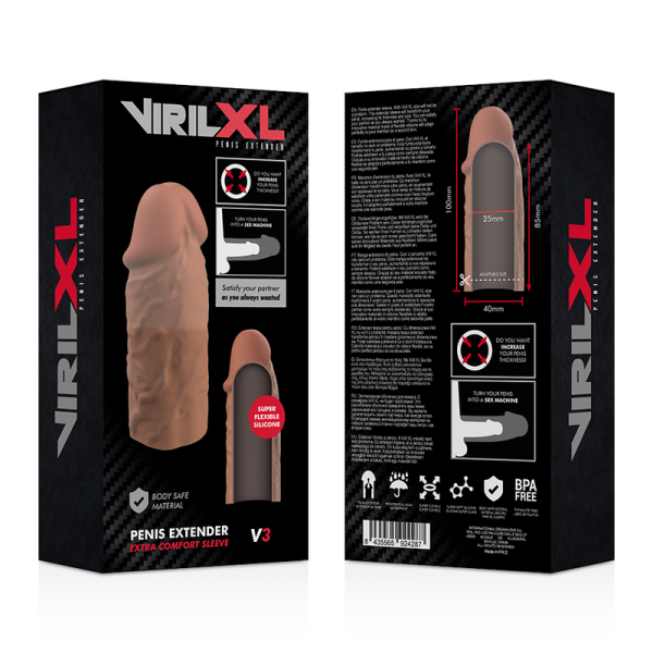 VIRILXL - EXTENSÃO DE PÊNIS DE SILICONE LÍQUIDO V3 MARROM - Imagen 9