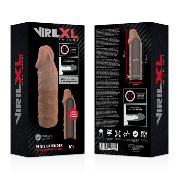 VIRILXL - EXTENSÃO DE PÊNIS DE SILICONE LÍQUIDO V5 MARROM - Imagen 9