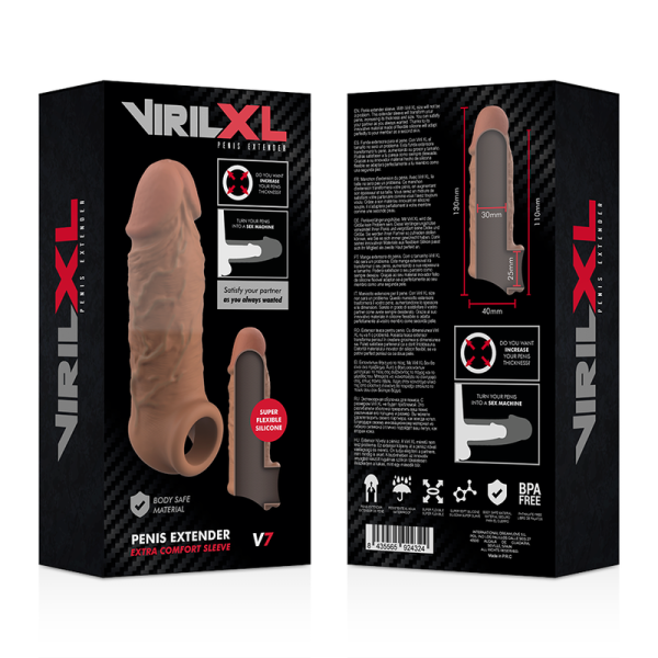 VIRILXL - EXTENSÃO DE PÊNIS DE SILICONE LÍQUIDO V7 MARROM - Imagen 9