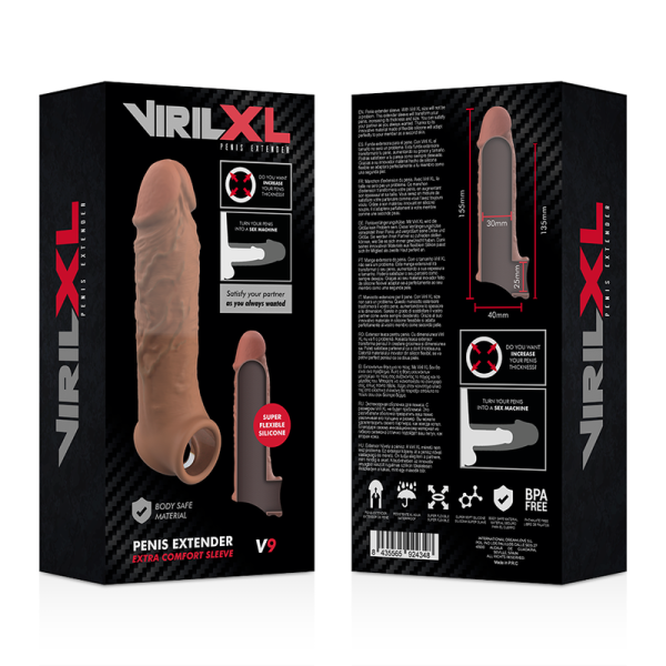 VIRILXL - EXTENSÃO DE PÊNIS DE SILICONE LÍQUIDO V9 MARROM - Imagen 9
