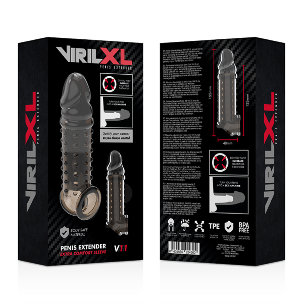VIRILXL - EXTENSÃO E BAINHA DO PÉNIS V11 PRETA - Imagen 10