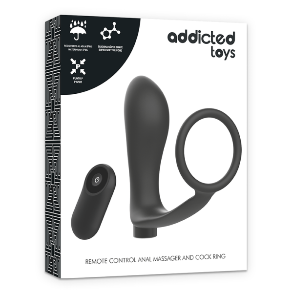 ANEL DE PÊNIS DE BRINQUEDOS VICIADOS COM CONTROLE REMOTO ANAL PLUG PRETO RECARREGÁVEL - Imagen 7