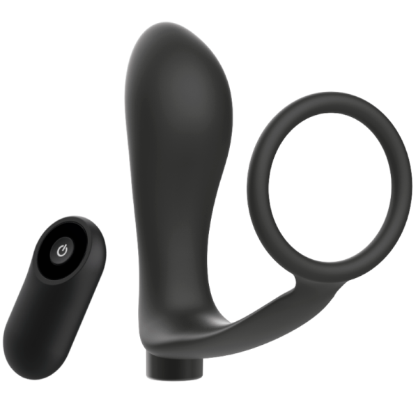 ANEL DE PÊNIS DE BRINQUEDOS VICIADOS COM CONTROLE REMOTO ANAL PLUG PRETO RECARREGÁVEL - Imagen 2