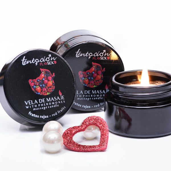 VELA COM FEROMONAS AROMA FRUTOS VERMELHOS 20ML TENTACIÓN PLAY SEX - Imagen 2