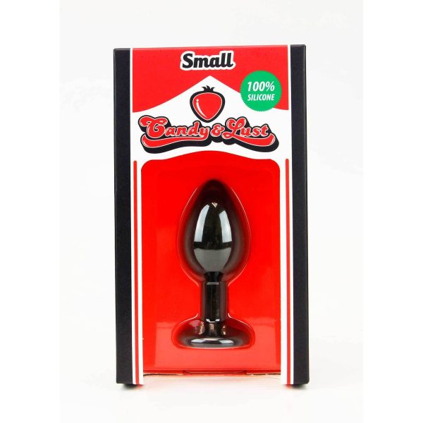 PLUG ANAL DE SILICONE PEQUENO COM JOIA PRETO CANDY LUST - Imagen 3