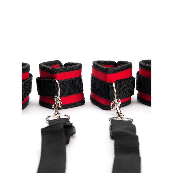 CONJUNTO DE RESTRIÇÕES PARA CAMA ARGUS FETISH PRETO E VERMELHO ARGUS TOYS - Imagen 4