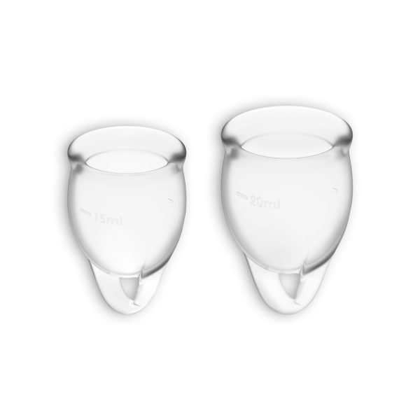 CONJUNTO DE 2 COPOS MENSTRUAIS FEEL CONFIDENT SATISFYER TRANSPARENTE - Imagen 4