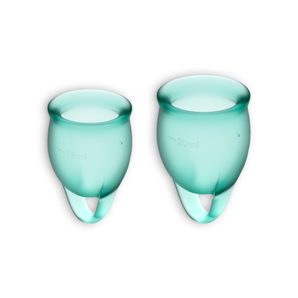 CONJUNTO DE 2 COPOS MENSTRUAIS FEEL CONFIDENT SATISFYER VERDE ESCURO - Imagen 2