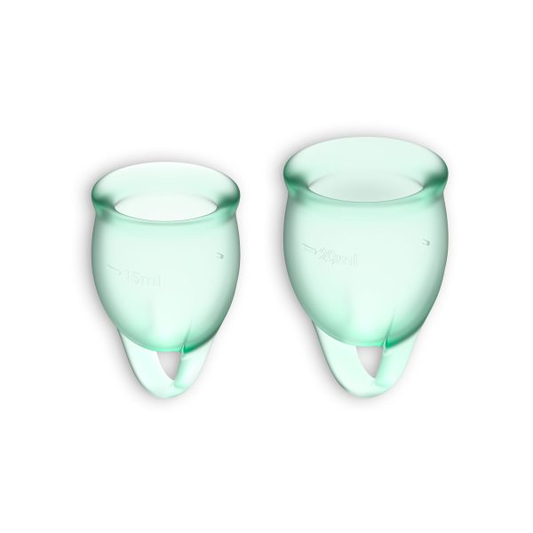 CONJUNTO DE 2 COPOS MENSTRUAIS FEEL CONFIDENT SATISFYER VERDE CLARO - Imagen 2