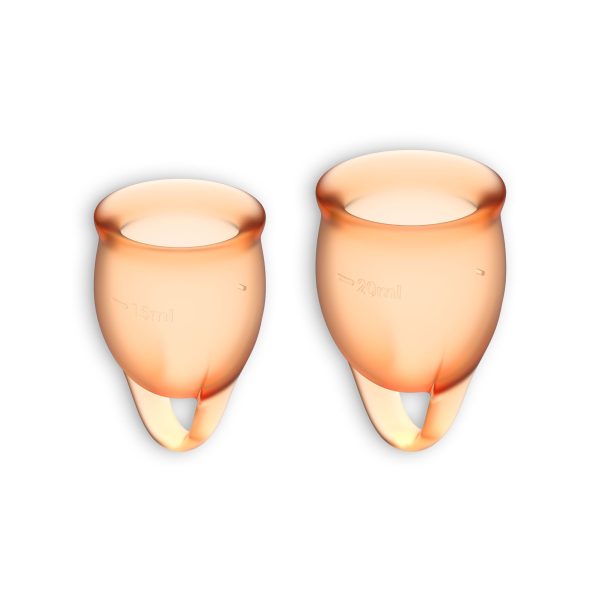 CONJUNTO DE 2 COPOS MENSTRUAIS FEEL CONFIDENT SATISFYER LARANJA - Imagen 2