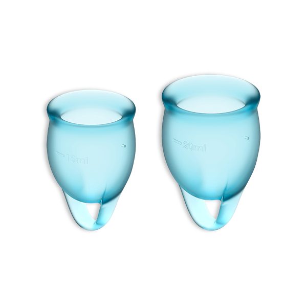 CONJUNTO DE 2 COPOS MENSTRUAIS FEEL CONFIDENT SATISFYER AZUL CLARO - Imagen 2