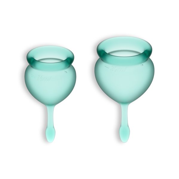 CONJUNTO DE 2 COPOS MENSTRUAIS FEEL GOOD SATISFYER VERDE ESCURO - Imagen 2