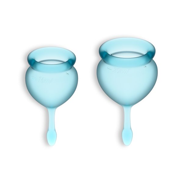 CONJUNTO DE 2 COPOS MENSTRUAIS FEEL GOOD SATISFYER AZUL CLARO - Imagen 2