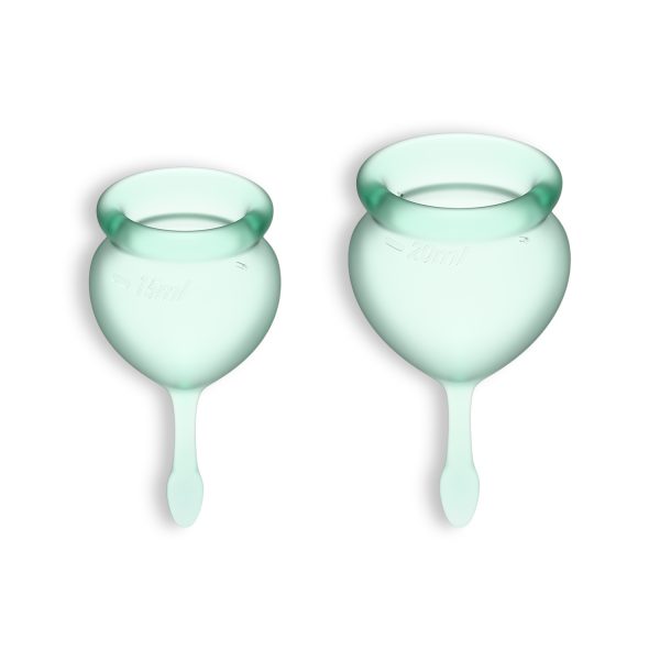 CONJUNTO DE 2 COPOS MENSTRUAIS FEEL GOOD SATISFYER VERDE CLARO - Imagen 2