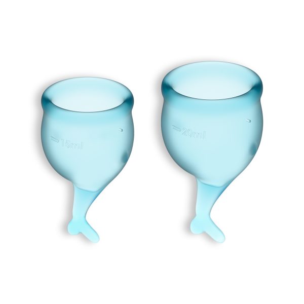 CONJUNTO DE 2 COPOS MENSTRUAIS FEEL SECURE SATISFYER AZUL CLARO - Imagen 2