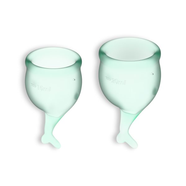 CONJUNTO DE 2 COPOS MENSTRUAIS FEEL SECURE SATISFYER VERDE CLARO - Imagen 2