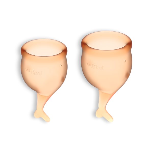 CONJUNTO DE 2 COPOS MENSTRUAIS FEEL SECURE SATISFYER LARANJA - Imagen 2