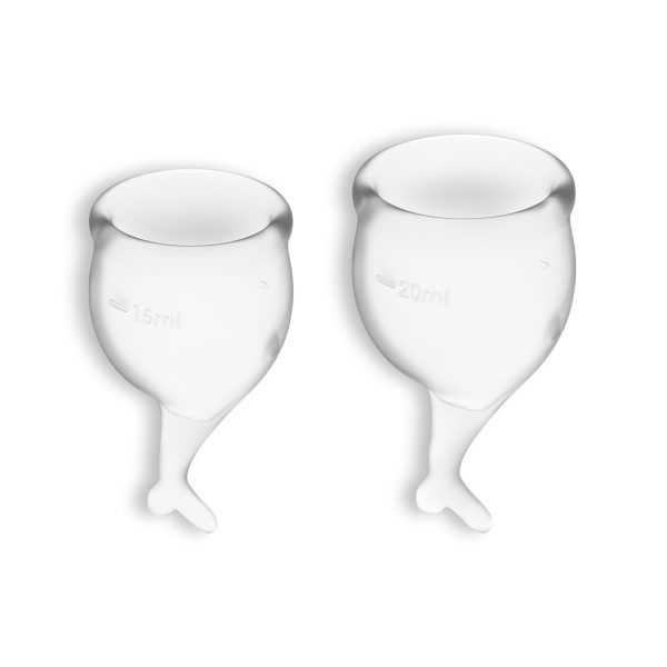 CONJUNTO DE 2 COPOS MENSTRUAIS FEEL SECURE SATISFYER TRANSPARENTE - Imagen 2