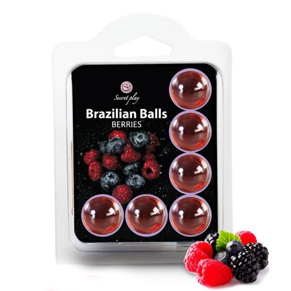 BOLAS LUBRIFICANTES BEIJÁVEIS BRAZILIAN BALLS SABOR A FRUTOS DO BOSQUE 6 x 4GR - Imagen 2