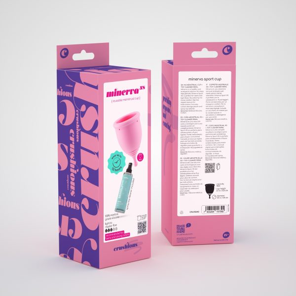 COPO MENSTRUAL MINERVA XS COM BOLSA E LIMPADOR DE BRINQUEDOS 150 ML CRUSHIOUS - Imagen 11