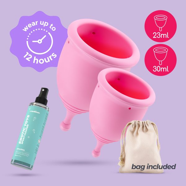 COPOS MENSTRUAIS MINERVA S + L COM BOLSA E LIMPADOR DE BRINQUEDOS 150 ML CRUSHIOUS - Imagen 14