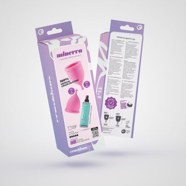COPOS MENSTRUAIS MINERVA S + L COM BOLSA E LIMPADOR DE BRINQUEDOS 150 ML CRUSHIOUS - Imagen 13
