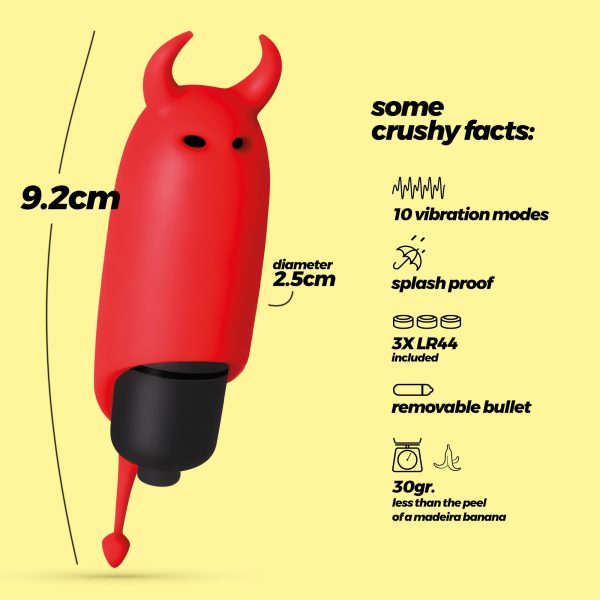 O-PET DIABO COM BALA DE 10 VIBRAÇÕES VERMELHO CRUSHIOUS - Imagen 5