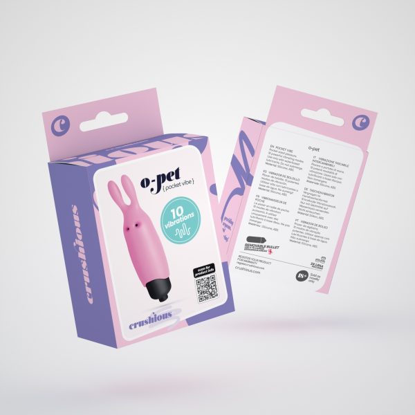 O-PET COELHO COM BALA DE 10 VIBRAÇÕES ROSA PASTEL CRUSHIOUS - Imagen 5