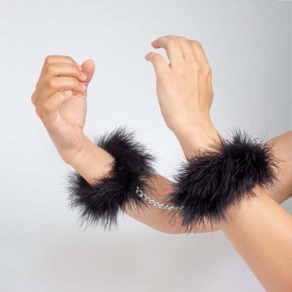 ALGEMAS SECRET HANDCUFFS MARABOU PRETAS SECRET PLAY - Imagen 2