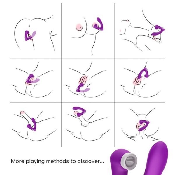 ARMONY - SECRETKISS LICKING CLITÓRIS VIBRATÓRIO E VIBRADOR CURVO ROXO - Imagen 4