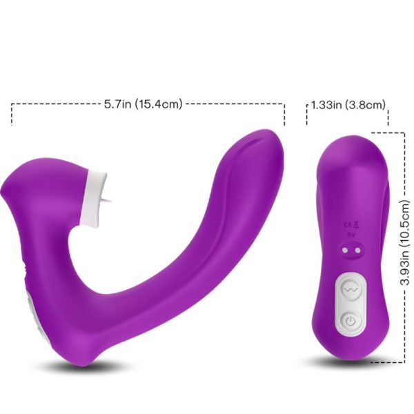 ARMONY - SECRETKISS LICKING CLITÓRIS VIBRATÓRIO E VIBRADOR CURVO ROXO - Imagen 3