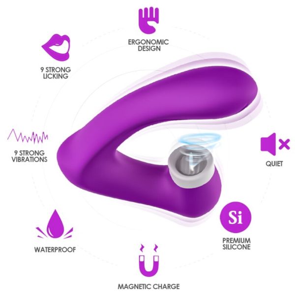 ARMONY - SECRETKISS LICKING CLITÓRIS VIBRATÓRIO E VIBRADOR CURVO ROXO - Imagen 2