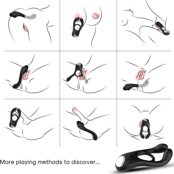 ARMONY - ANEL VIBRADOR DUPLO VEYRON PARA CASAIS PRETO - Imagen 2