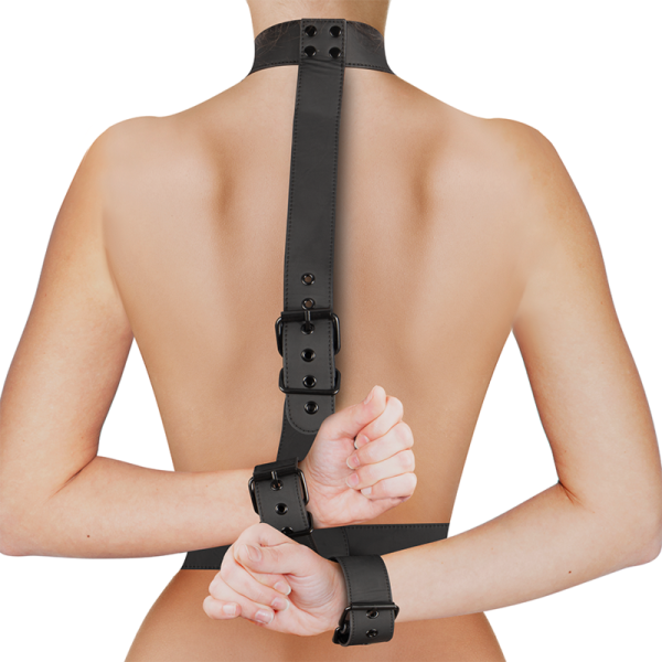 FETISH SUBMISSIVE BONDAGE - CONJUNTO DE RESTRAINT CORPORAL DE COLAR E PULSO - Imagen 3