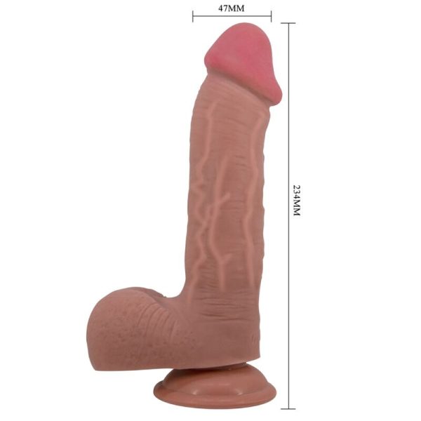 PRETTY LOVE - SÉRIE SLIDING SKIN DILDO REALÍSTICO COM VENTOSA DESLIZANTE PELE MARROM 23,4 CM - Imagen 4