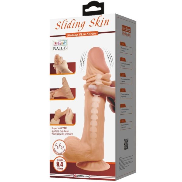 PRETTY LOVE - SÉRIE SLIDING SKIN DILDO REALÍSTICO COM VENTOSA DESLIZANTE PELE CARNE 24 CM - Imagen 2