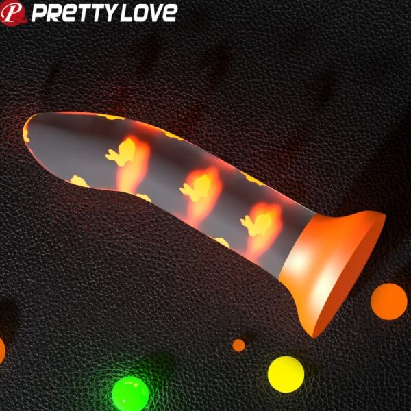 PRETTY LOVE - DILDO MÁGICO NIGHTFALL SEM VIBRAÇÃO LUMINOSO LARANJA - Imagen 3